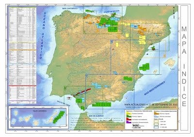 Gas de esquisto, España, 2011 Mapa das jazidas não-convencionais espanholas