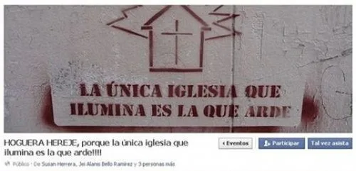 Organizam no Facebook um festim de ódio anticatólico...