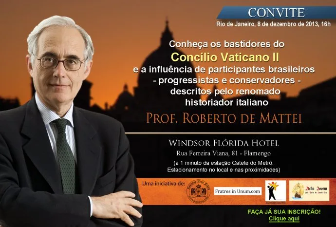 No momento, você está visualizando Roberto de Mattei no Rio de Janeiro – 8 de dezembro: Faça sua inscrição!