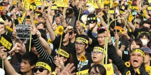 Passeata gigante contra o comércio com a China em Taiwan