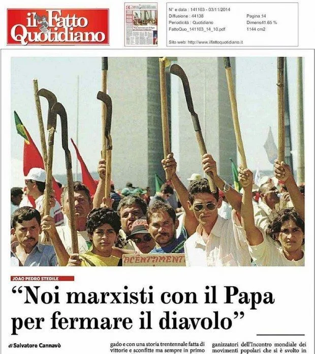 "Nós marxistas com o Papa para parar o diabo" Il Fatto Quotidiano, Roma, 3.11.2014