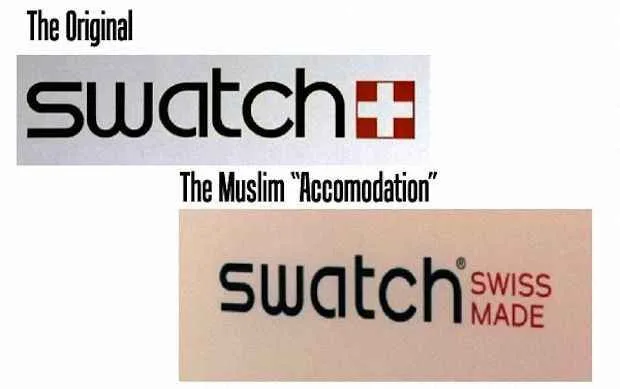 Logotipos de marcas suiças renomadas com e sem a cruz