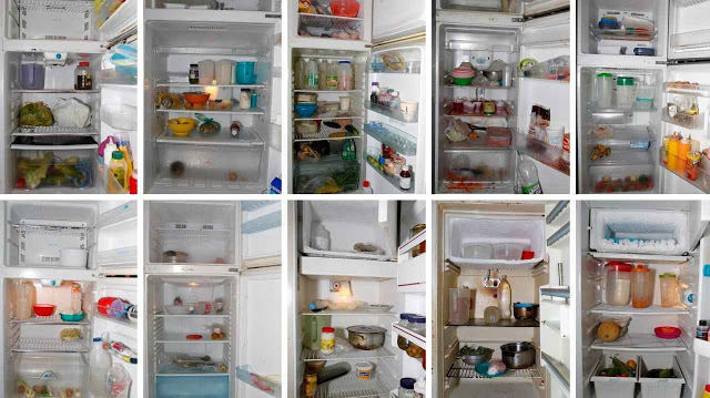 A combination photo shows the contents of peoples fridges in Caracas, Venezuela April 2016. The combination of Venezuela's sky-rocketing prices and chronic product shortages have left many struggling to put regular food on their tables and maintain a balanced diet. Amid a severe recession and dysfunctional state-run economy, poorer families say they are sometimes skipping meals and relying more on starch foods. According to one recent study, 87 percent of Venezuelans say their income is now insufficient to purchase their food needs. REUTERS/Carlos Garcia Rawlins SEARCH "FOOD GARCIA" FOR THIS STORY. SEARCH "THE WIDER IMAGE" FOR ALL STORIES TPX IMAGES OF THE DAY