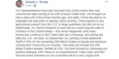 Trump comprova: com chineses nem papel por escrito