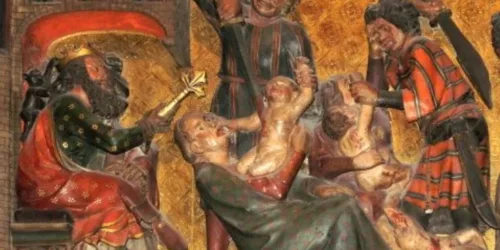 Buscas no paço do Herodes que martirizou os santos inocentes; e pai do Herodes que matou a S. João Batista e crucificou Jesus