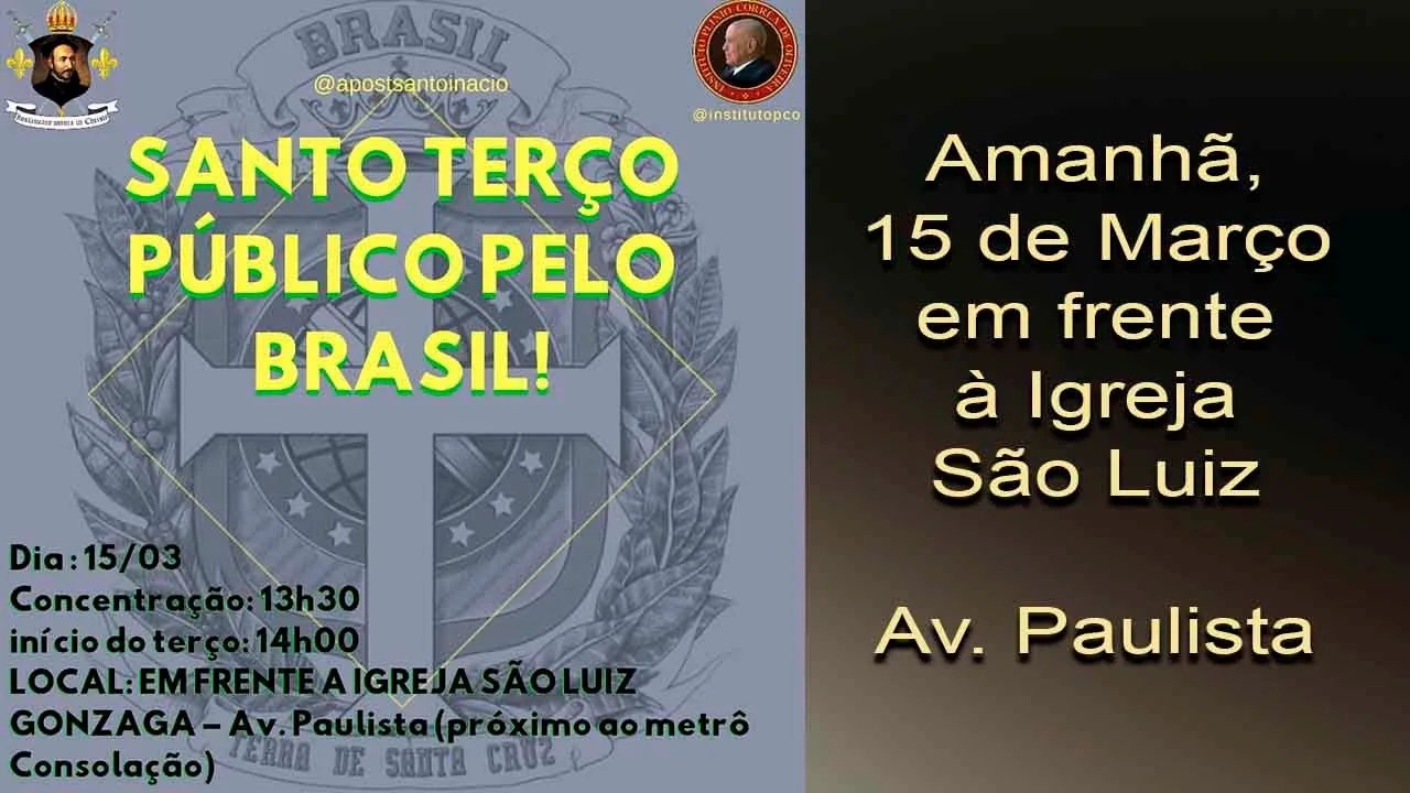 No momento, você está visualizando Também Amanhã na Av. Paulista: Terço Público pelo Brasil, contra o Comunismo e o Progressismo