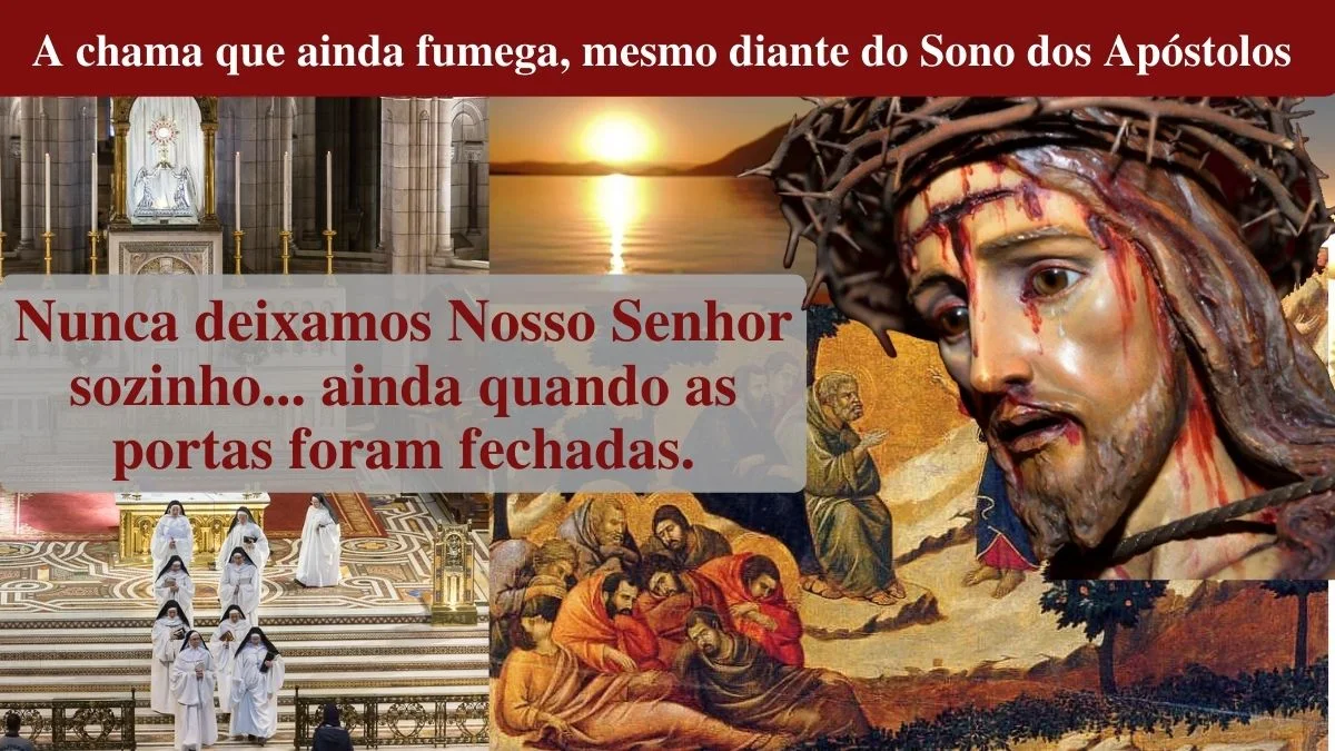 No momento, você está visualizando A chama que ainda fumega, mesmo diante do Sono dos Apóstolos. Nunca deixamos Nosso Senhor sozinho… ainda quando as portas foram fechadas.