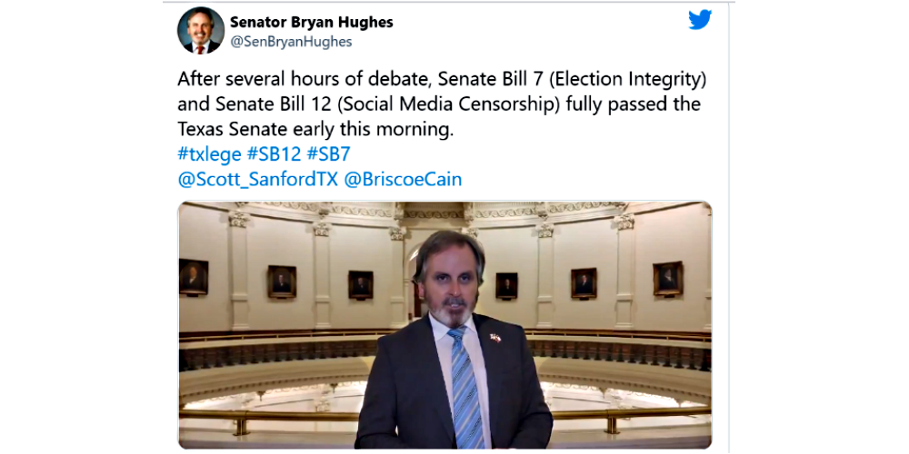 No momento, você está visualizando Senado do Texas contra censura operada pelas Big Tech. Youtube remove vídeo IPCO
