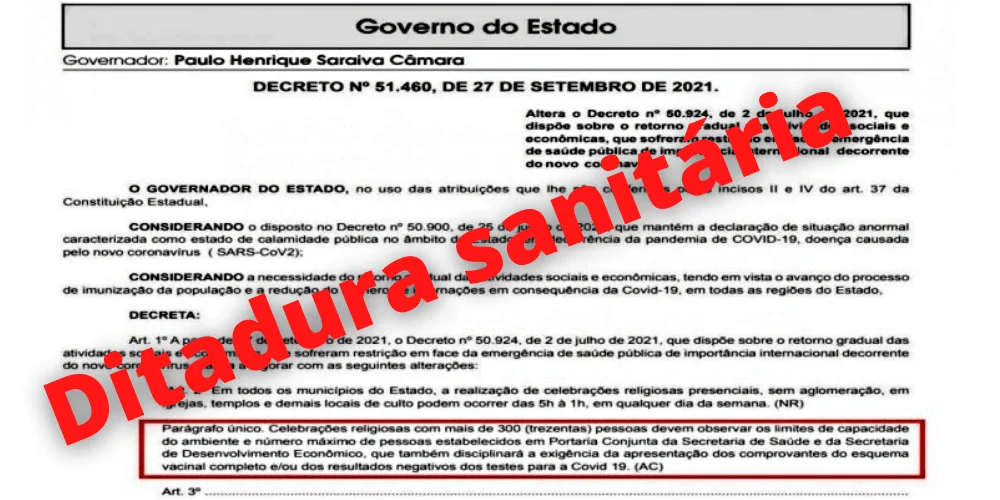 No momento, você está visualizando Esquerda (PE) impõe o passaporte sanitário nas igrejas