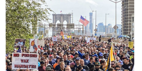 Policiais e bombeiros (NY) protestam contra o mandato de vacinas