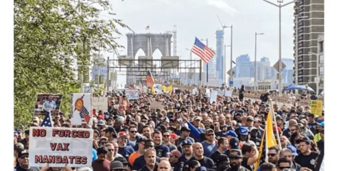 Policiais e bombeiros (NY) protestam contra o mandato de vacinas