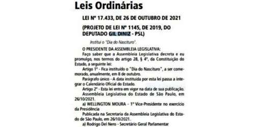 Publicado: Alesp institui “Dia do Nascituro”