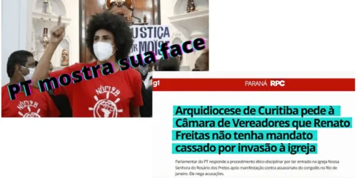 Arquidiocese de Curitiba defende o PTista invasor da igreja do Rosário