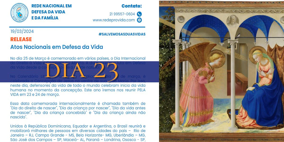 No momento, você está visualizando Atos Públicos em Defesa da Vida, 23 de março