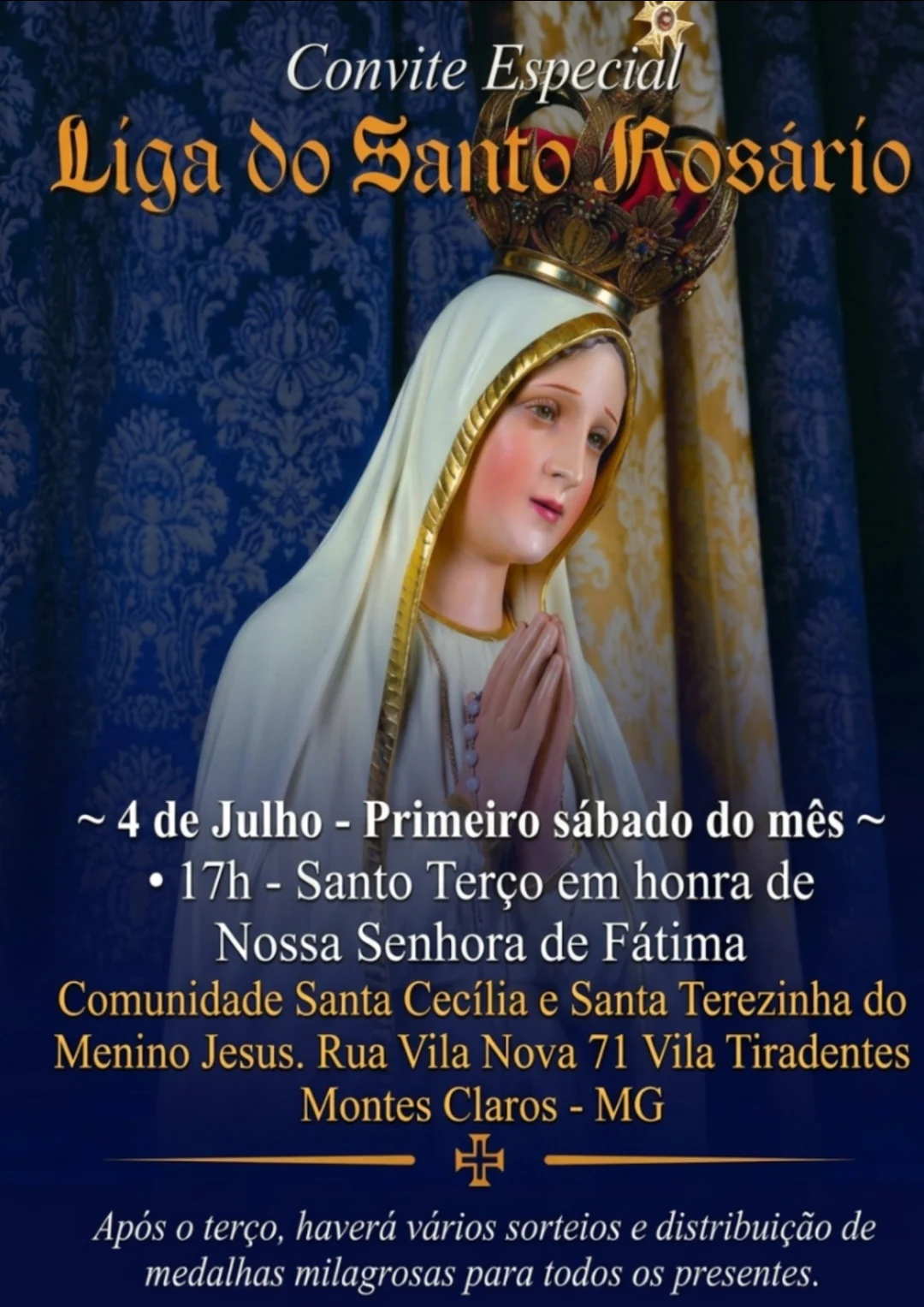 No momento, você está visualizando Convite: Terço dos Primeiros Sábados em Montes Claros – 4 de julho