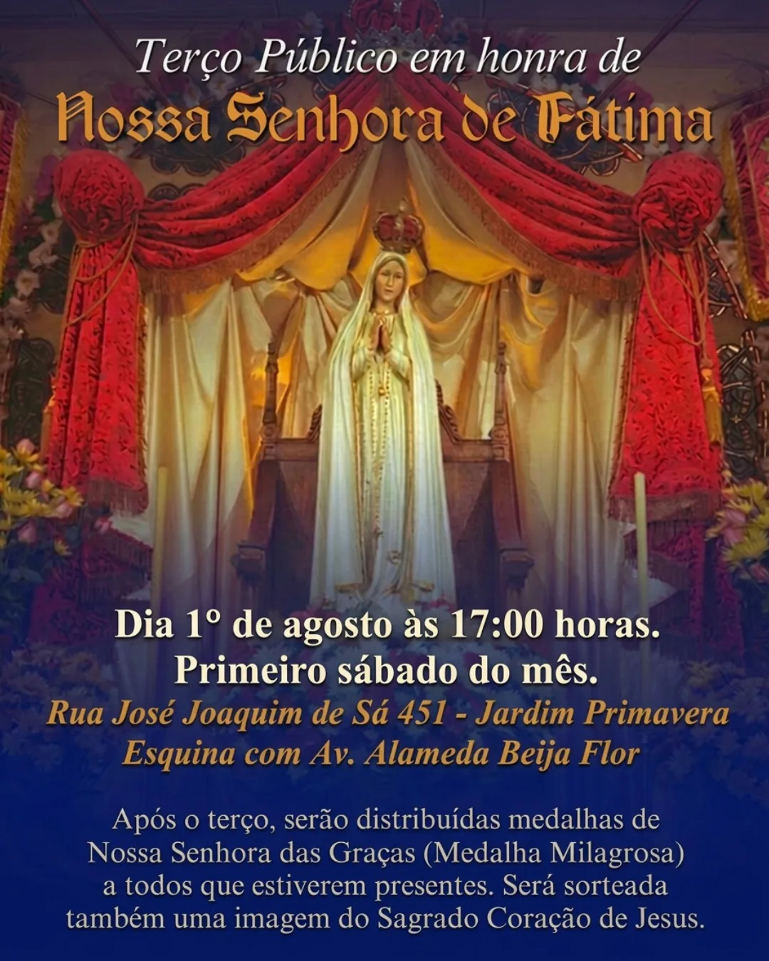 No momento, você está visualizando Convite: Terço Público em honra de Nossa Senhora de Fátima – SP