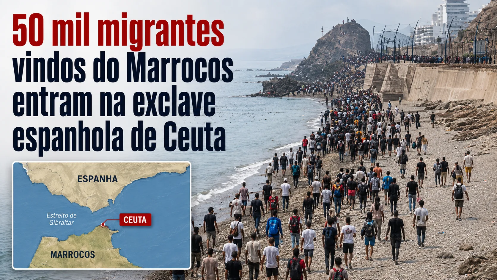 No momento, você está visualizando 50 mil migrantes vindos do Marrocos entram na exclave espanhola de Ceuta
