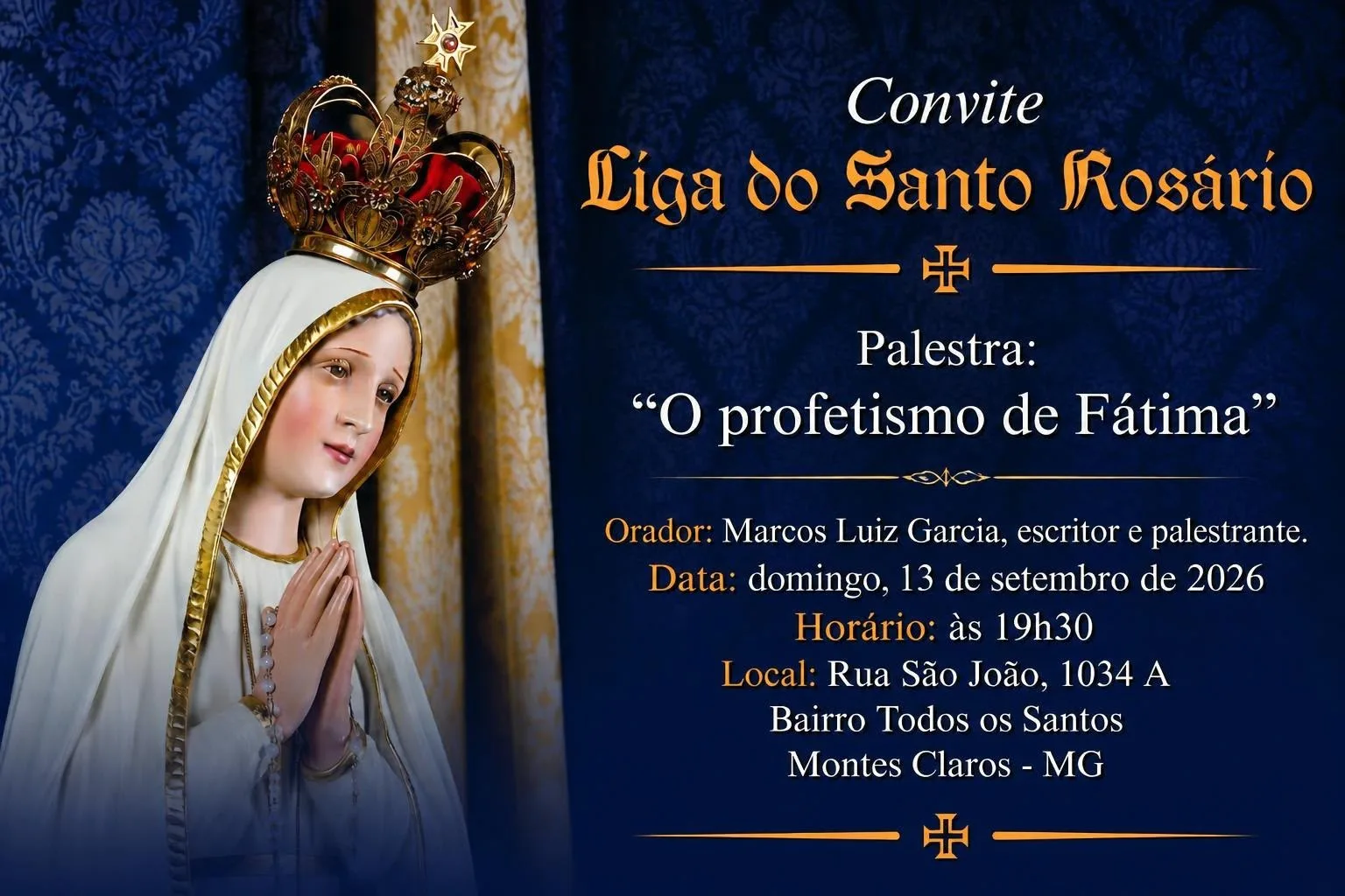 No momento, você está visualizando Liga do Santo Rosário promove palestra sobre o profetismo de Fátima em Montes Claros
